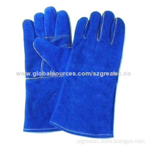 Blue Cow Leather Working Hand Welding Gloves, Welted in High-stress Areas or Fully WeltedNew